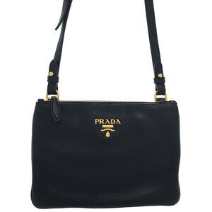 Prada Double Zip Crossbody Bag black Vitello Daino leather